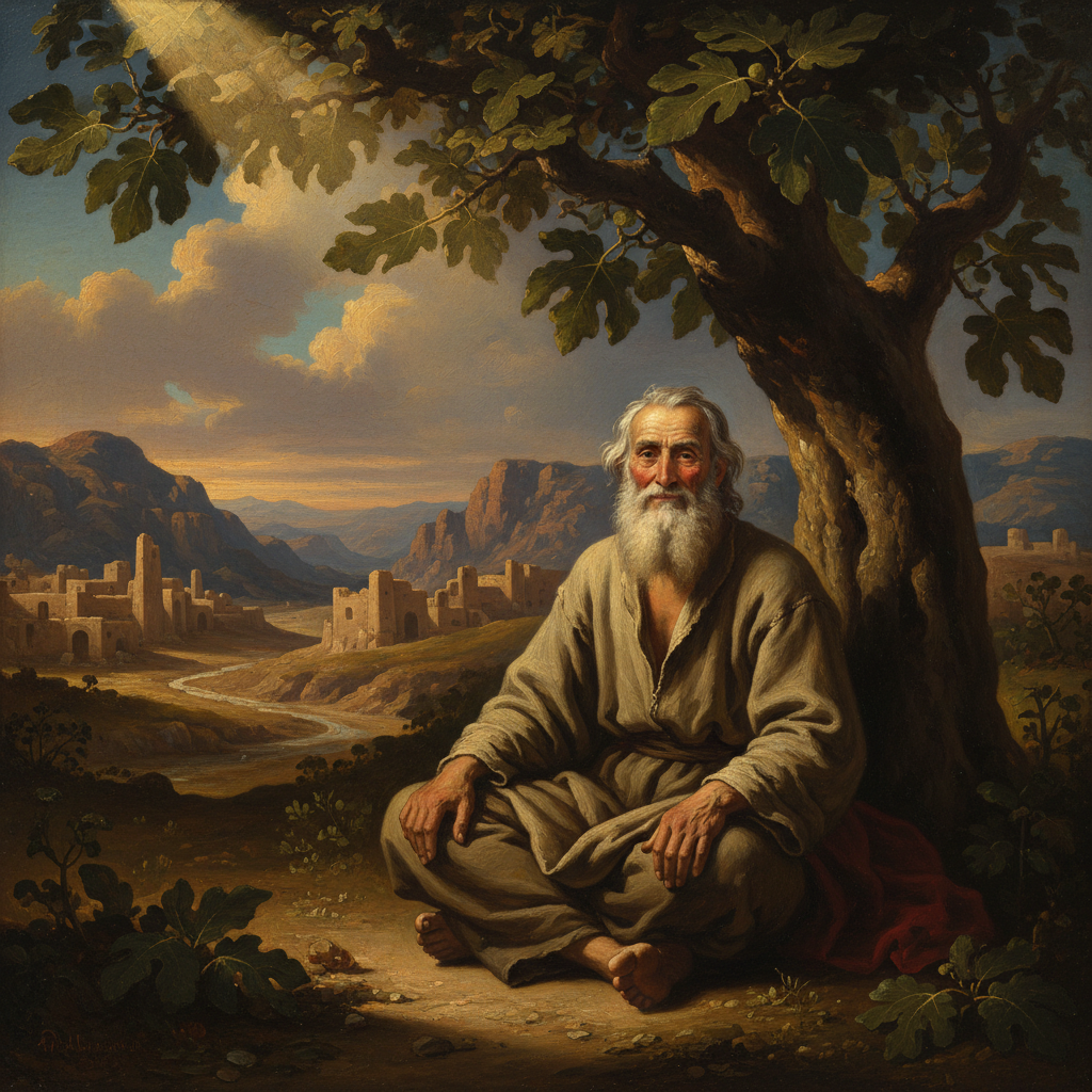 Classical oil painting inspired by Psalm 29:11.