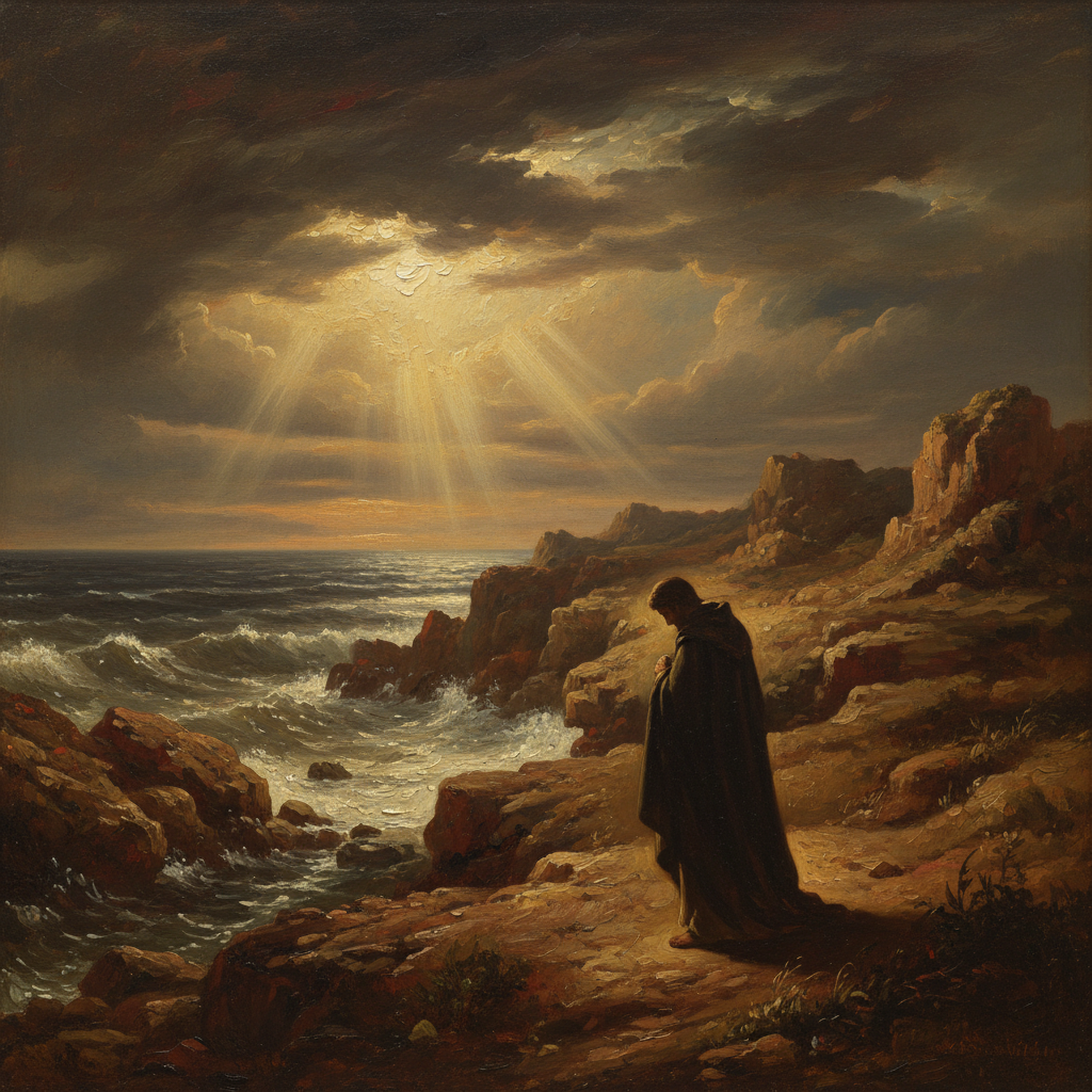 Classical oil painting inspired by Exodus 14:14.