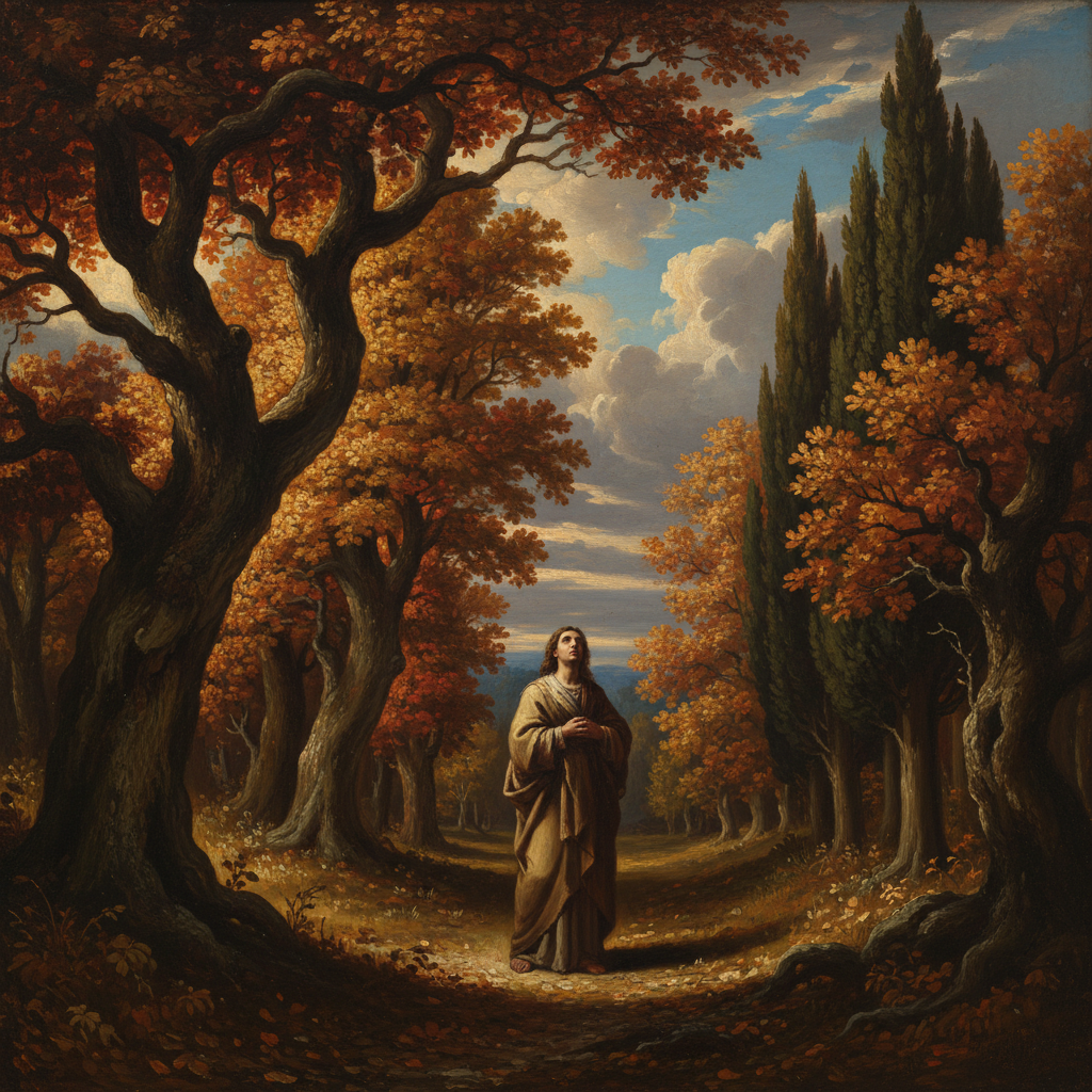 Classical oil painting inspired by Romans 1:20.